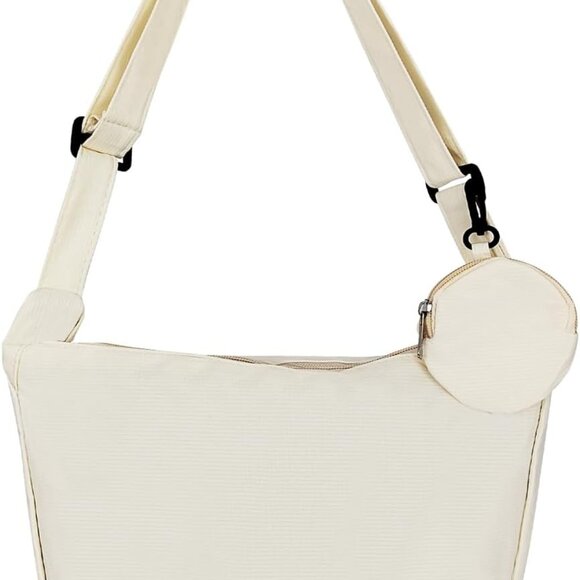 Handbags - Casual Canvas Shoulder Bag with Adjustable Strap and Coin Pocket for Women